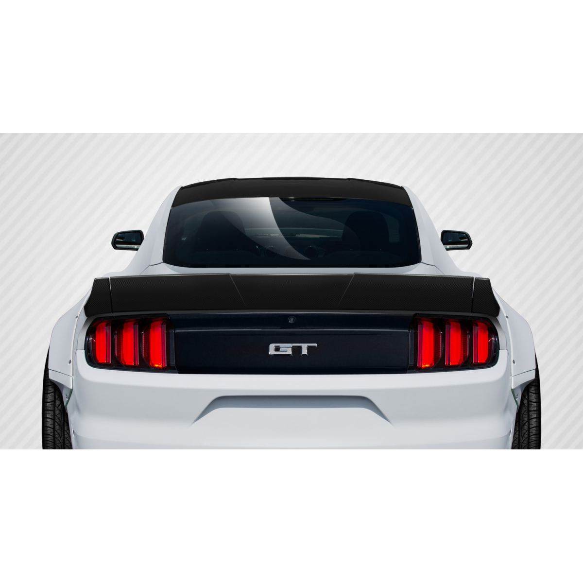 Modify your Ford Mustang 2015 with our Exterior/Wings - Rear view of a Ford Mustang at a slight angle