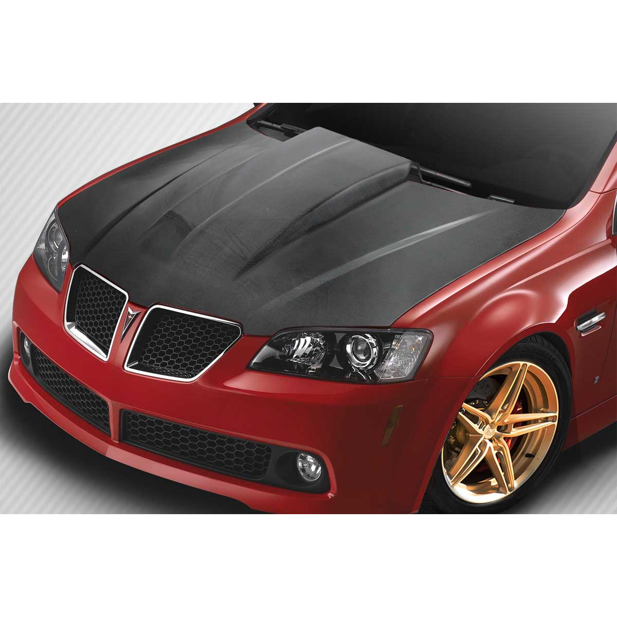 Modify your Pontiac G8 2008 with our Exterior/Hoods - Viewed from the front at a slight angle