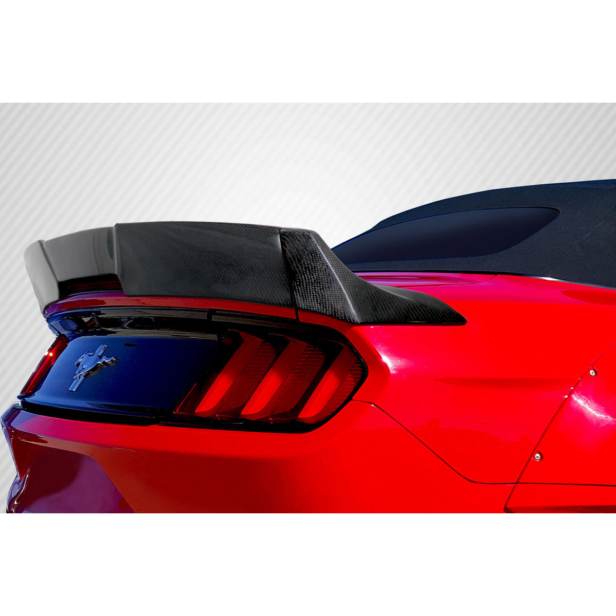 Modify your Ford Mustang 2015 with our Exterior/Wings - Rear angle showcasing the carbon fiber wing