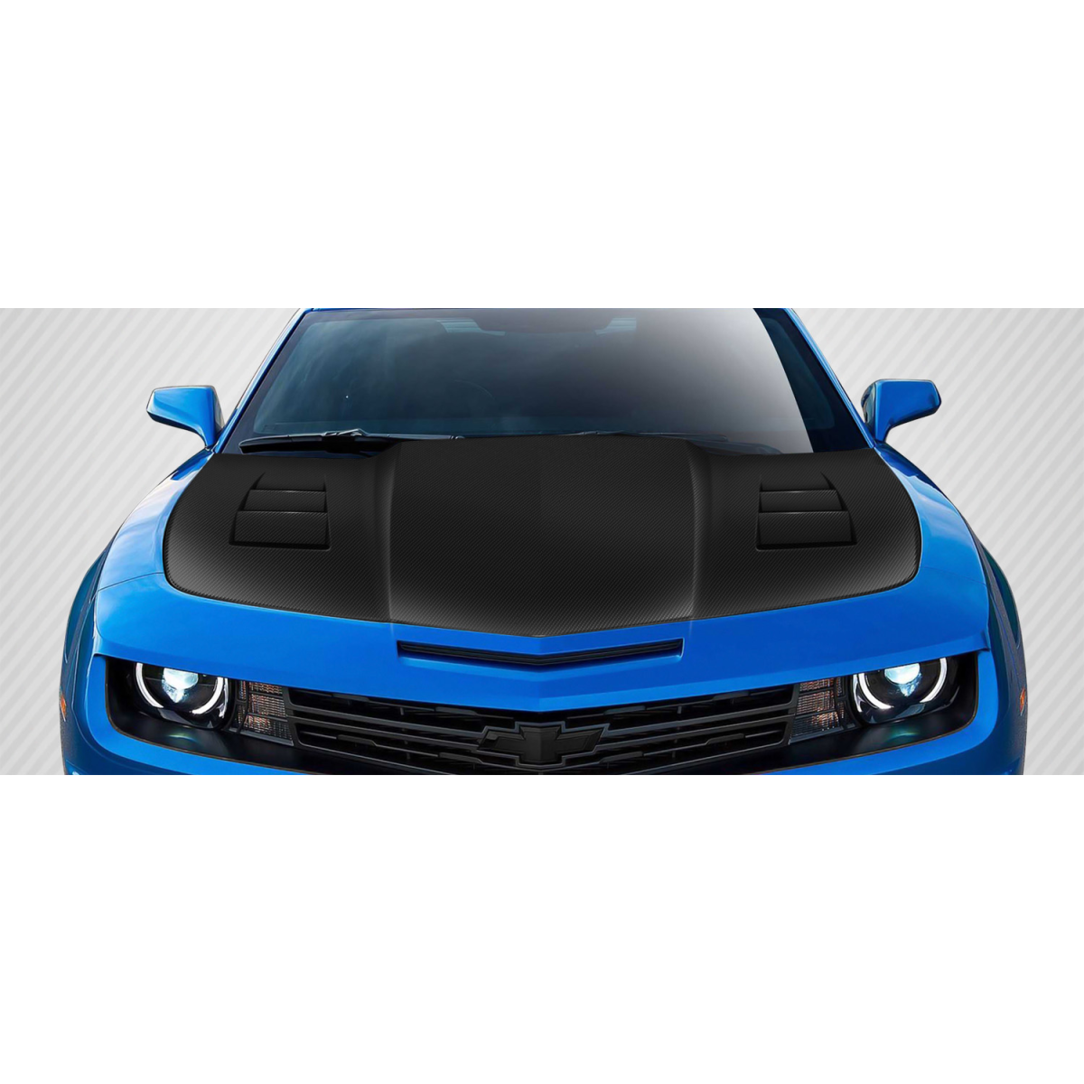 Modify your Chevrolet Camaro 2010 with our Exterior/Hoods - Front view of the vehicle at eye level