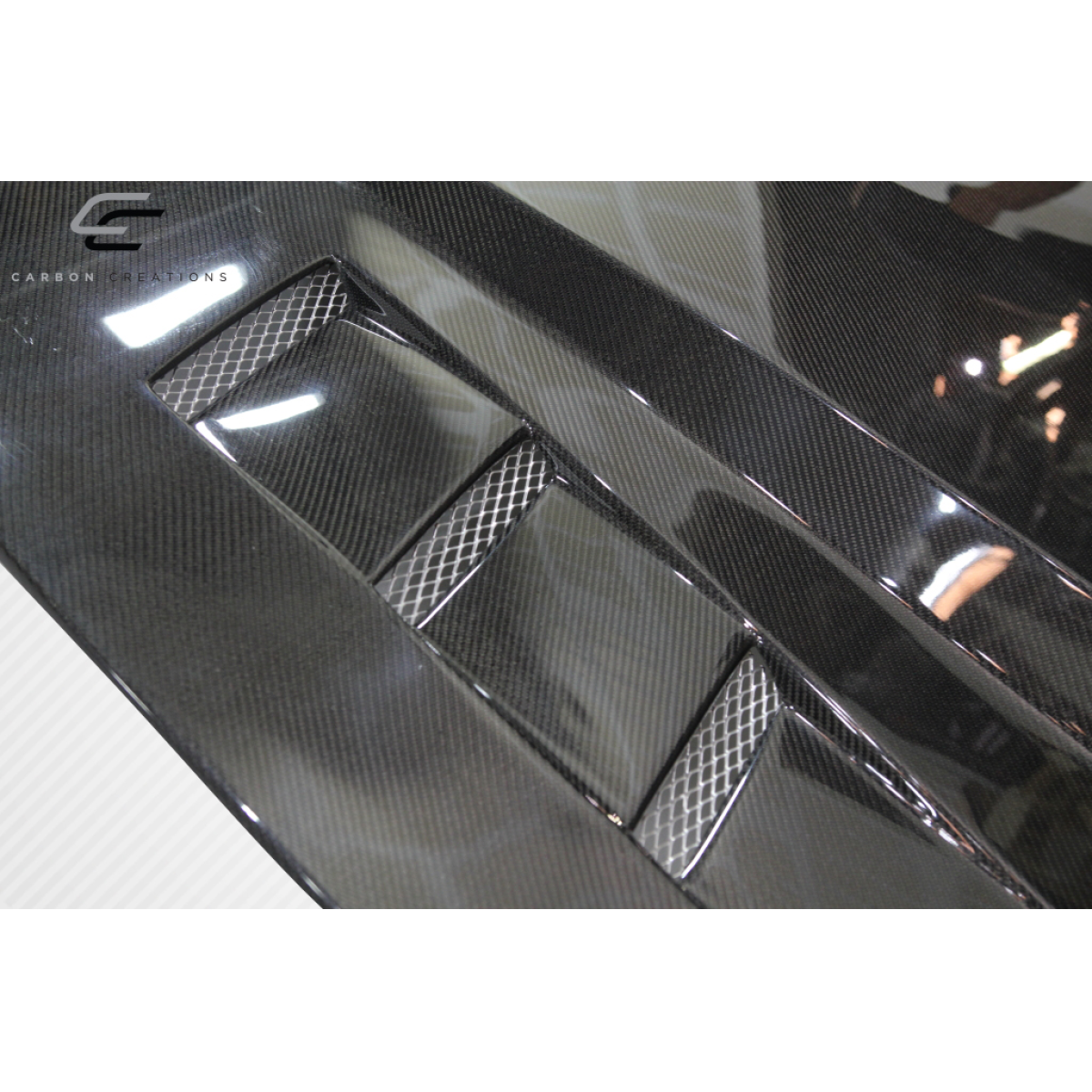 Modify your Chevrolet Camaro 2010 with our Exterior/Hoods - Top down view of the carbon fiber hood part