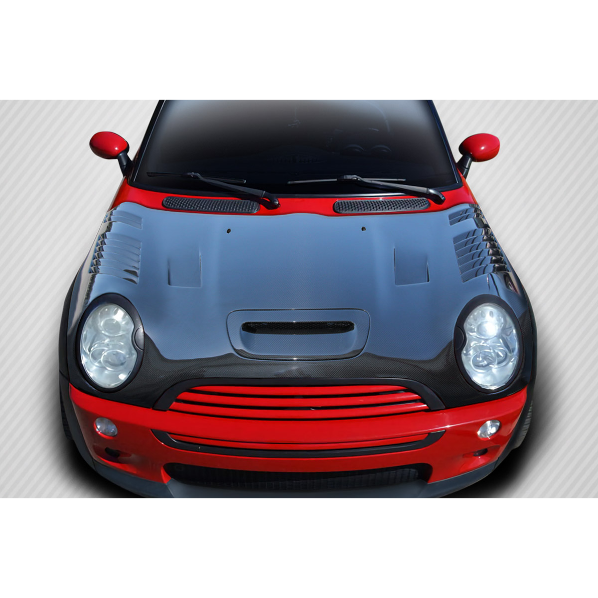 Modify your Mini Cooper 2002 with our Exterior/Hoods - Top down view of Mini Cooper hood design