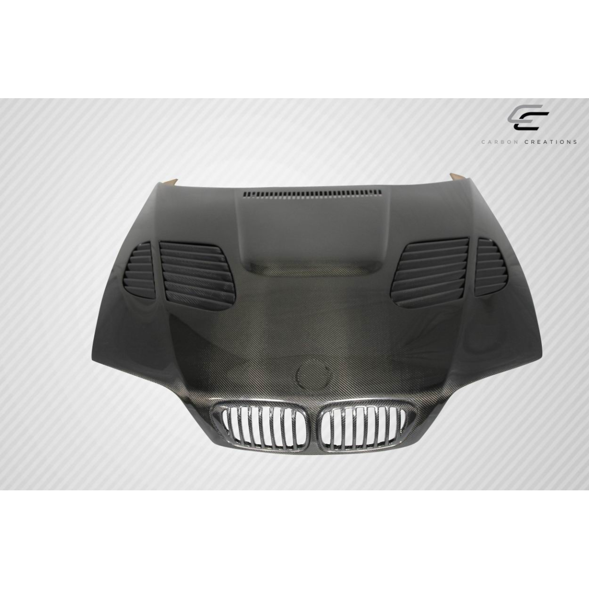 Modify your BMW 3-Series 1999 with our Exterior/Hoods - Front view angle of carbon fiber hood