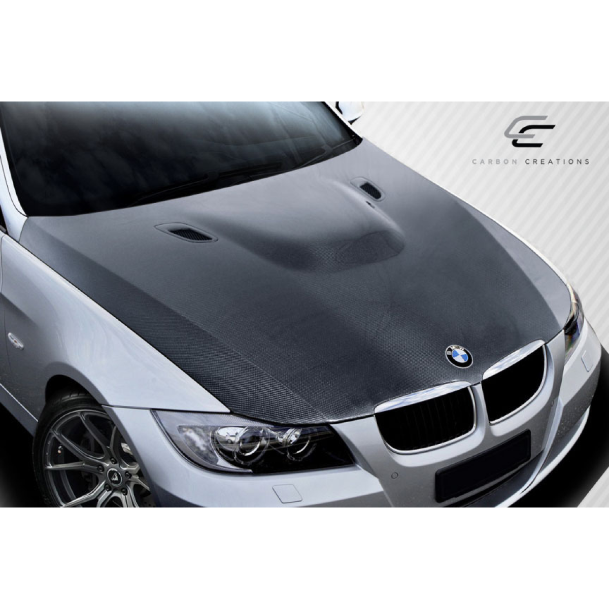 Modify your BMW 3-Series 2006 with our Exterior/Hoods - Above view of the carbon fiber hood