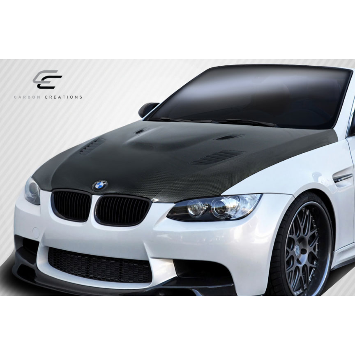 Modify your BMW M3 2008 with our Exterior/Hoods - Viewed from the front at a slight angle