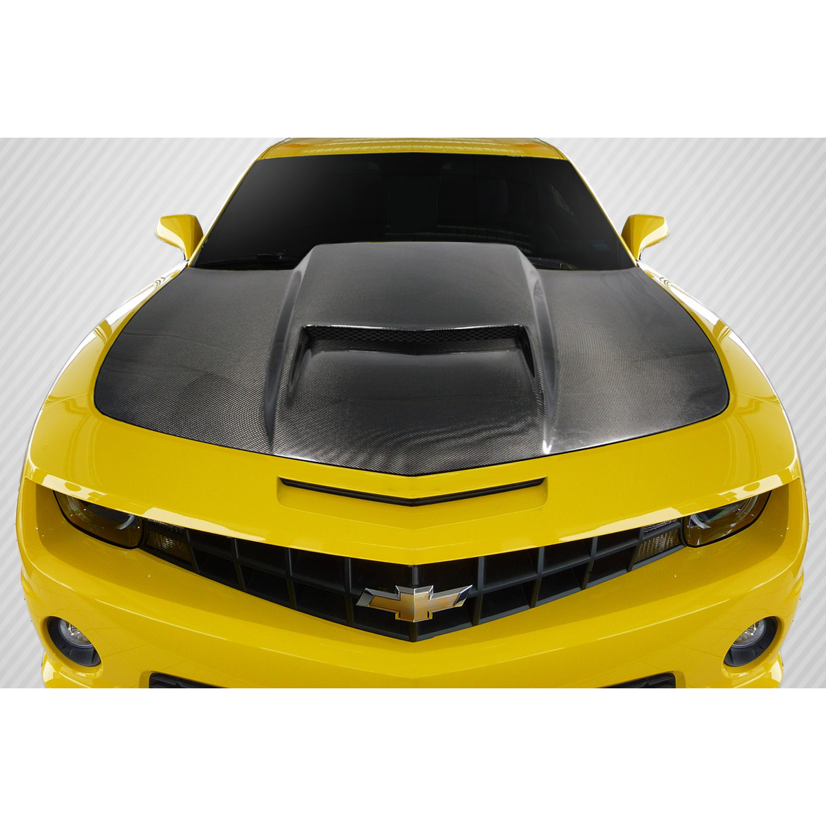 Modify your Chevrolet Camaro 2010 with our Exterior/Hoods - Top down view of hood at a slight downward angle