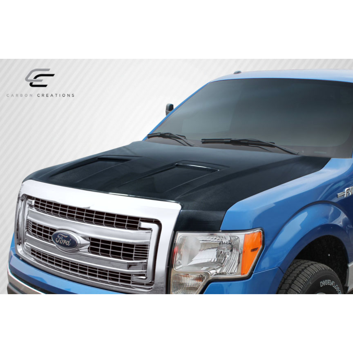 Modify your Ford F-150 2009 with our Exterior/Hoods - Front angle view of the truck hood