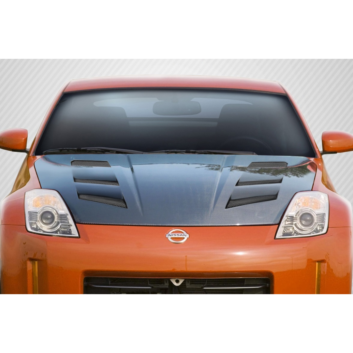 Modify your Nissan 350Z 2007 with our Exterior/Hoods - Front view of carbon fiber hood for Nissan 350Z