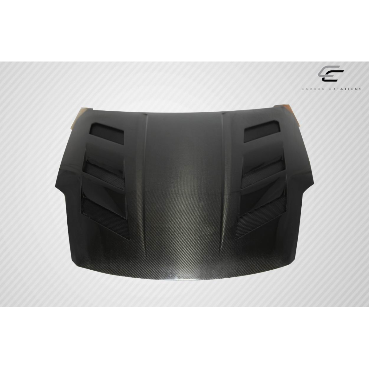 Modify your Nissan 350Z 2007 with our Exterior/Hoods - Top down view of a car hood at a flat angle