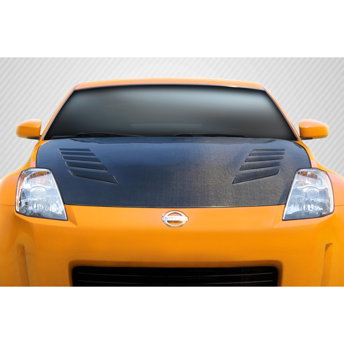 Modify your Nissan 350Z 2003 with our Exterior/Hoods - Front view of Nissan 350Z at eye level