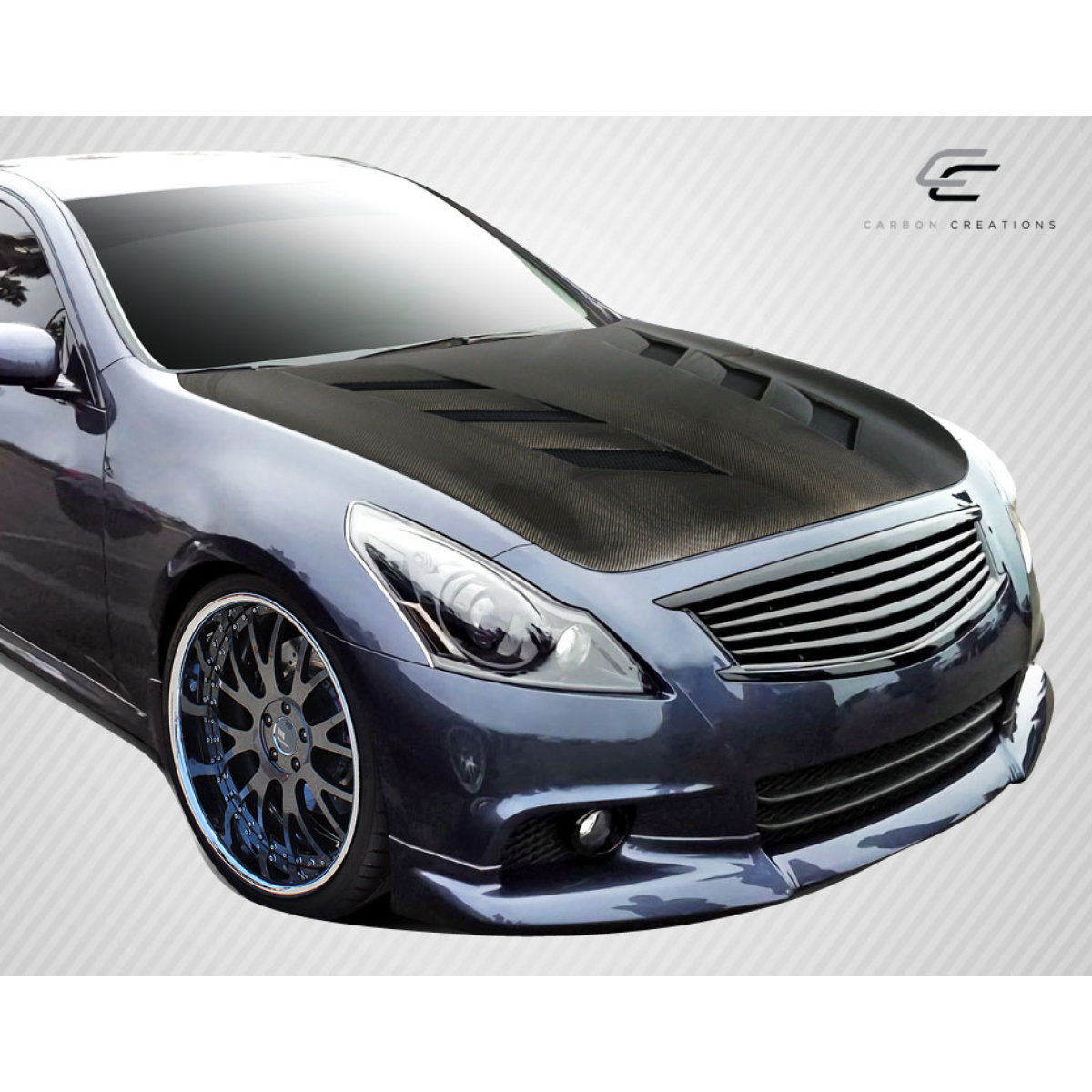 Modify your Infiniti G35 2007 with our Exterior/Hoods - Front view at a slight angle