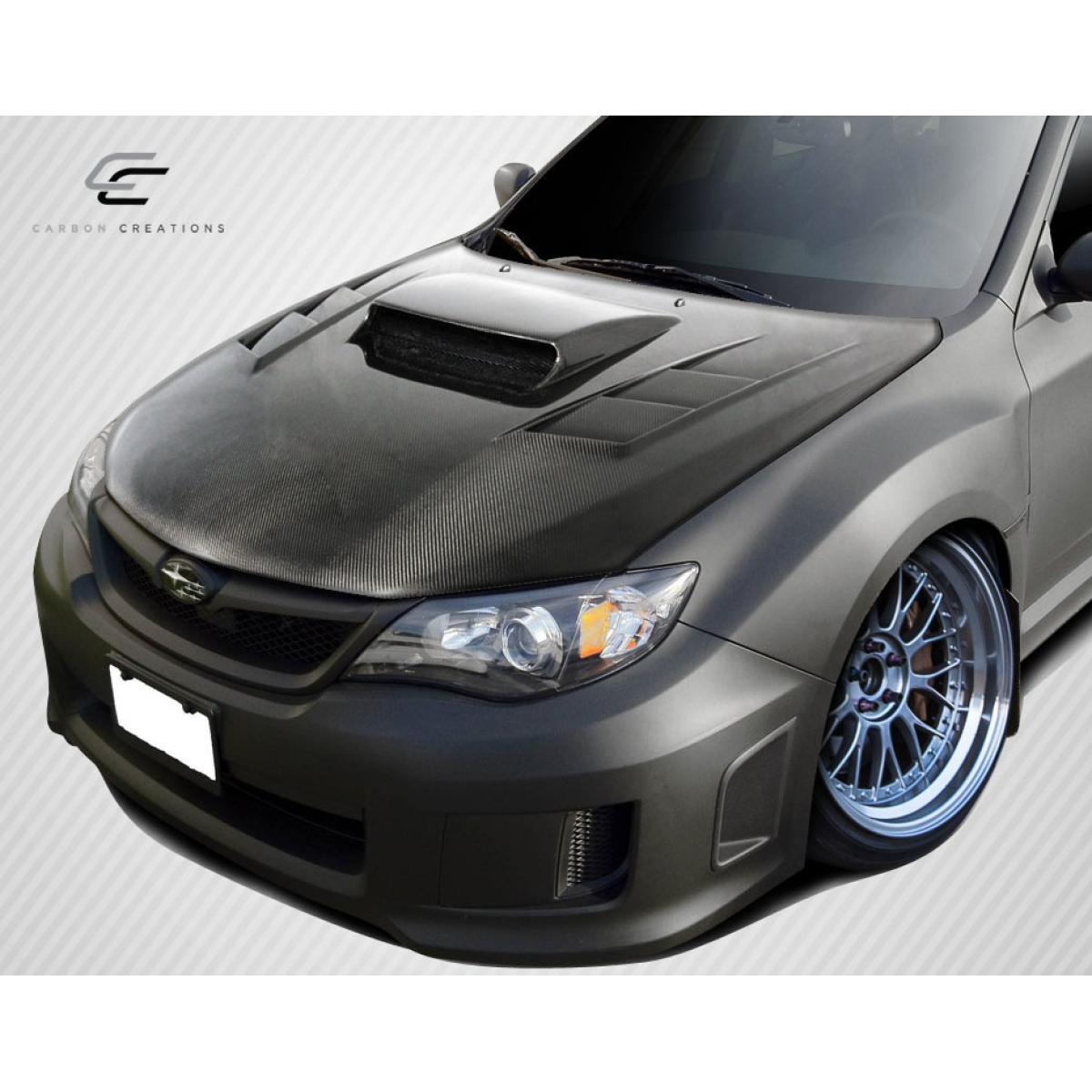 Modify your Subaru Impreza 2008 with our Exterior/Hoods - Aerial view of vehicle hood at slight angle