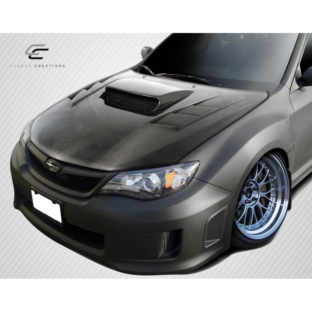 Modify your Subaru Impreza 2008 with our Exterior/Hoods - Front angle view of the hood