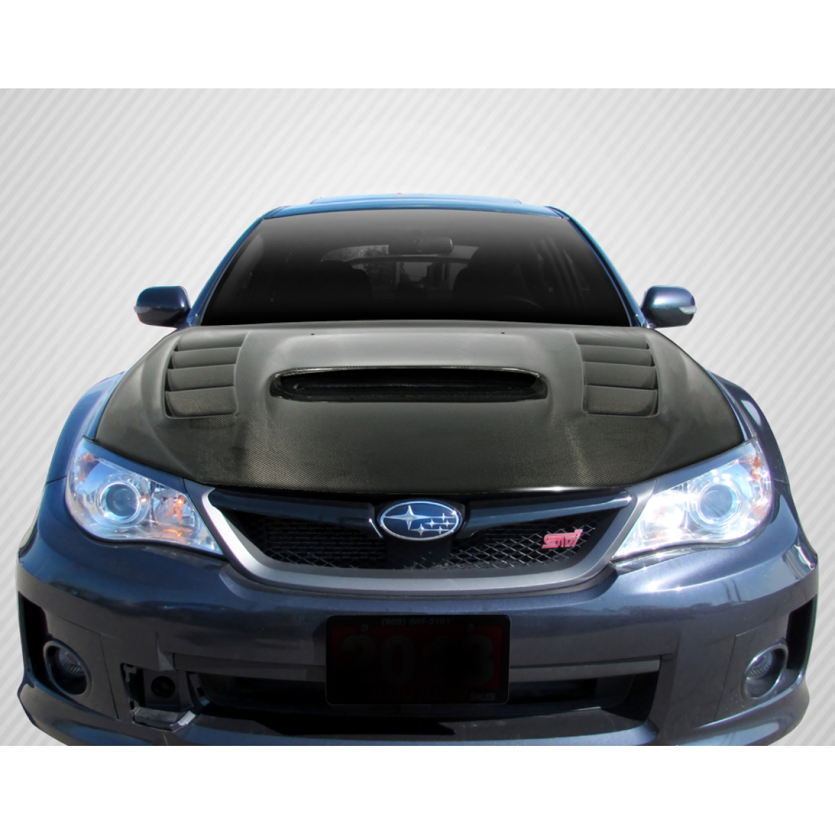 Modify your Subaru Impreza 2008 with our Exterior/Hoods - Front view of the hood at a straight angle