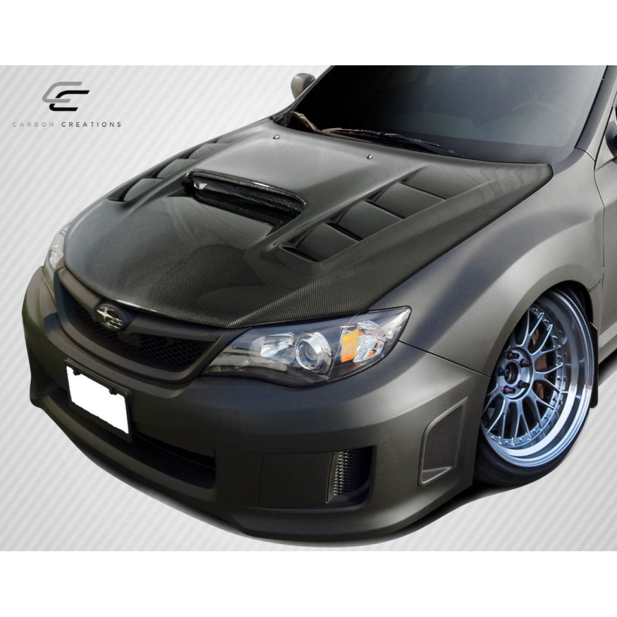 Modify your Subaru Impreza 2008 with our Exterior/Hoods - Part is viewed from a front angled perspective