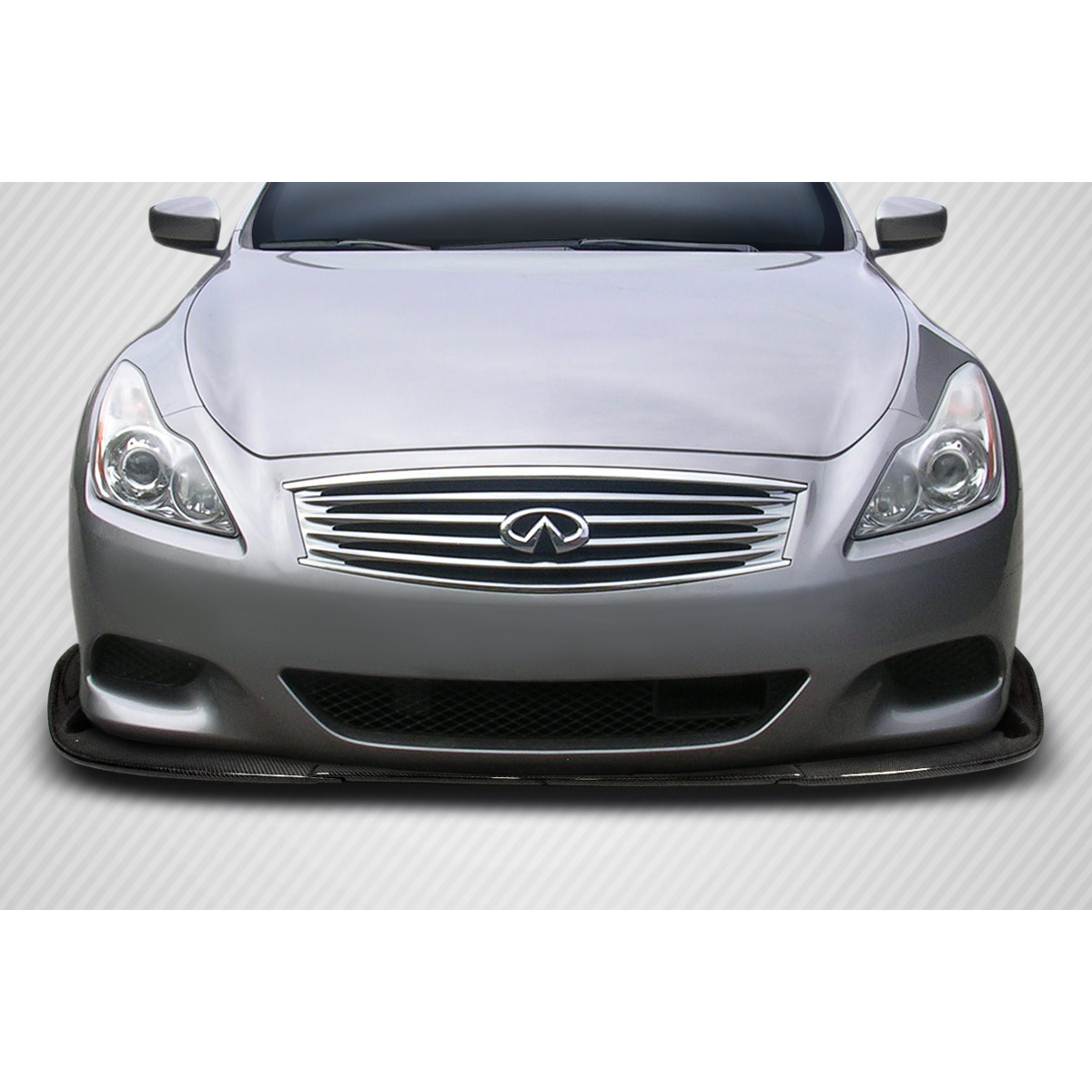 Modify your Infiniti G37 2008 with our Exterior/Front Bumpers or Lips - Front view of carbon fiber front lip at slight angle