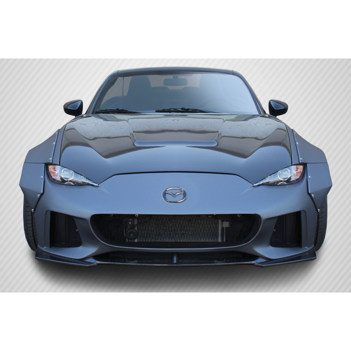 Modify your Mazda Miata 2016 with our Exterior/Hoods - Front view of car part from low angle