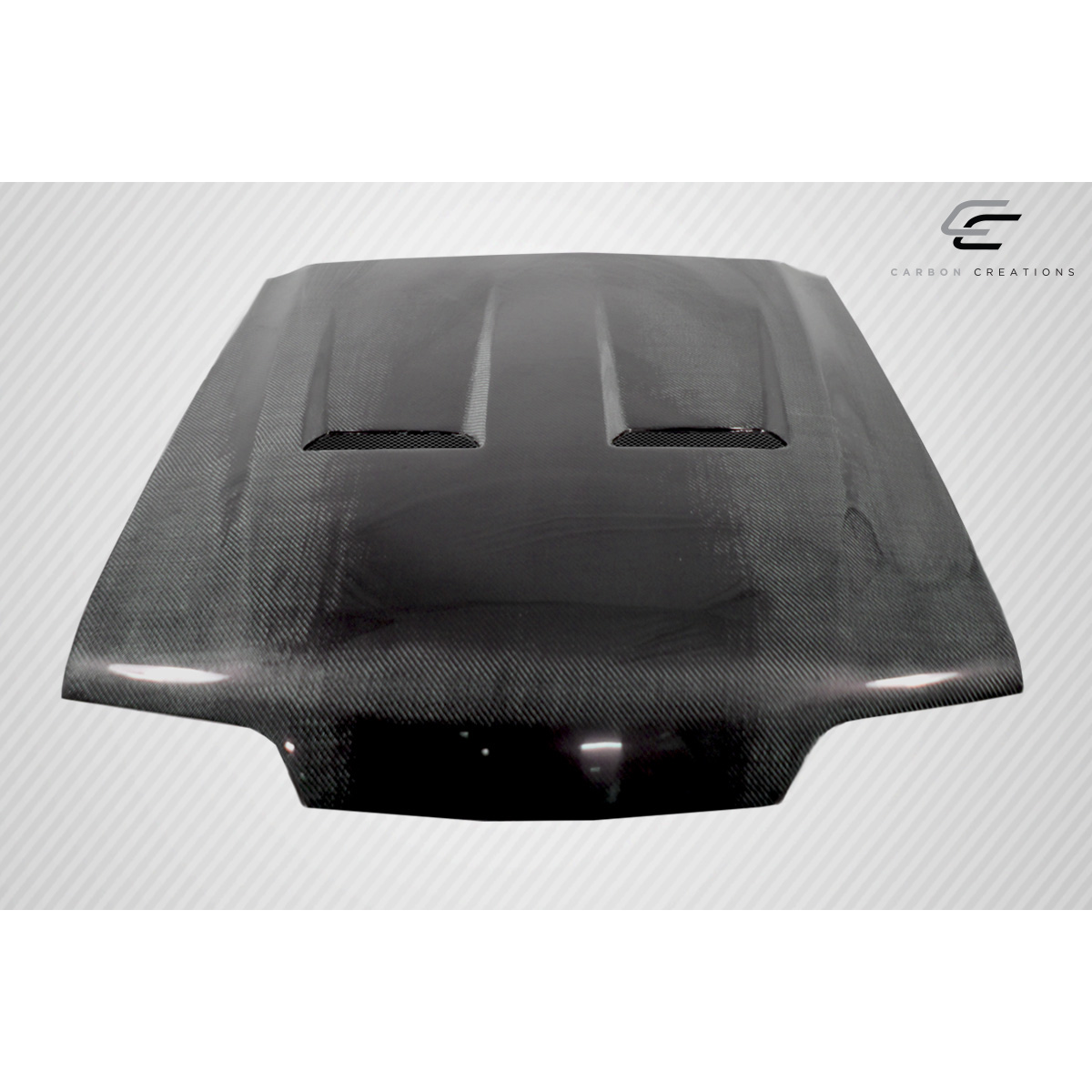 Modify your Ford Mustang 1987 with our Exterior/Hoods - Part is shown at a slight angle from the top