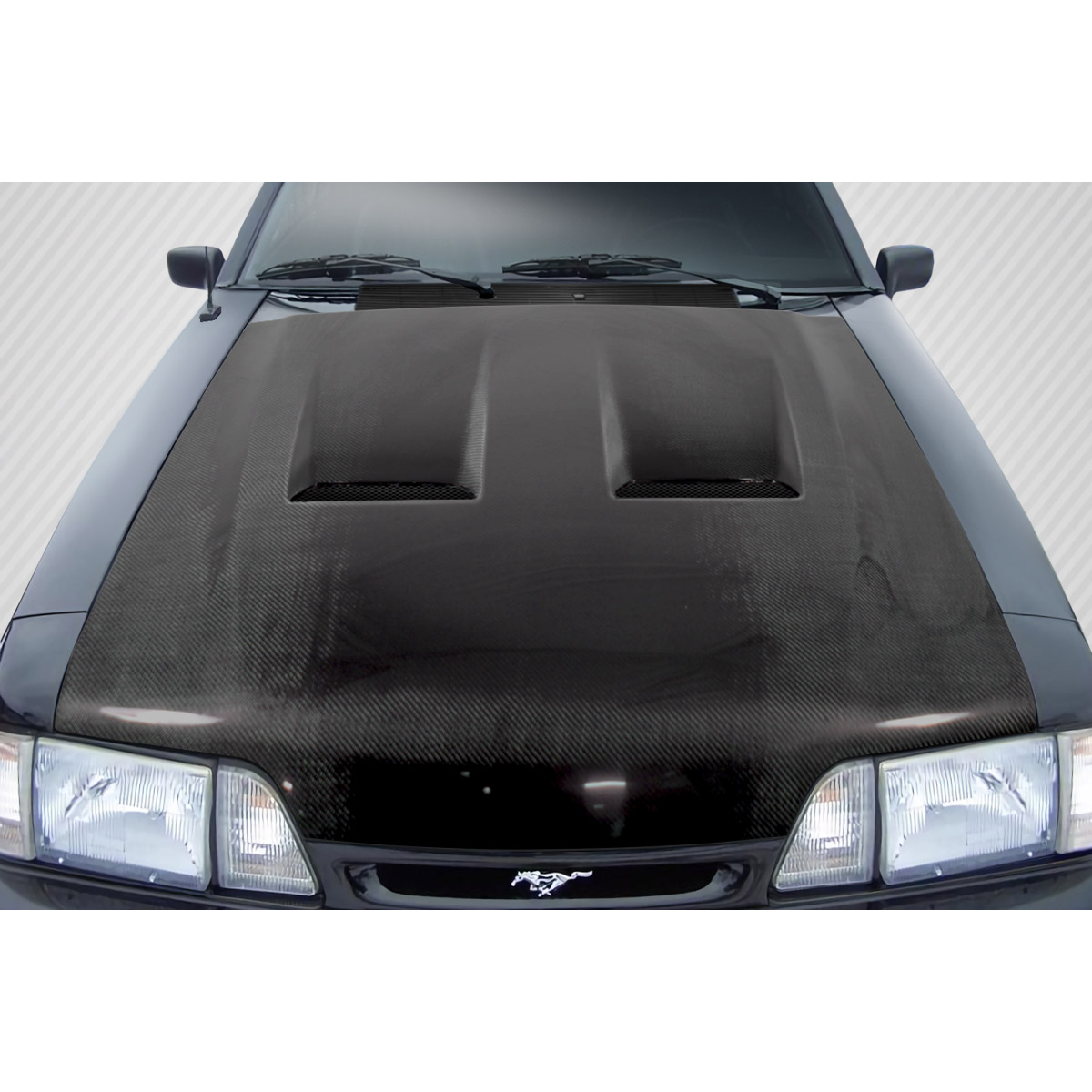 Modify your Ford Mustang 1987 with our Exterior/Hoods - The part is seen from a top-down angle