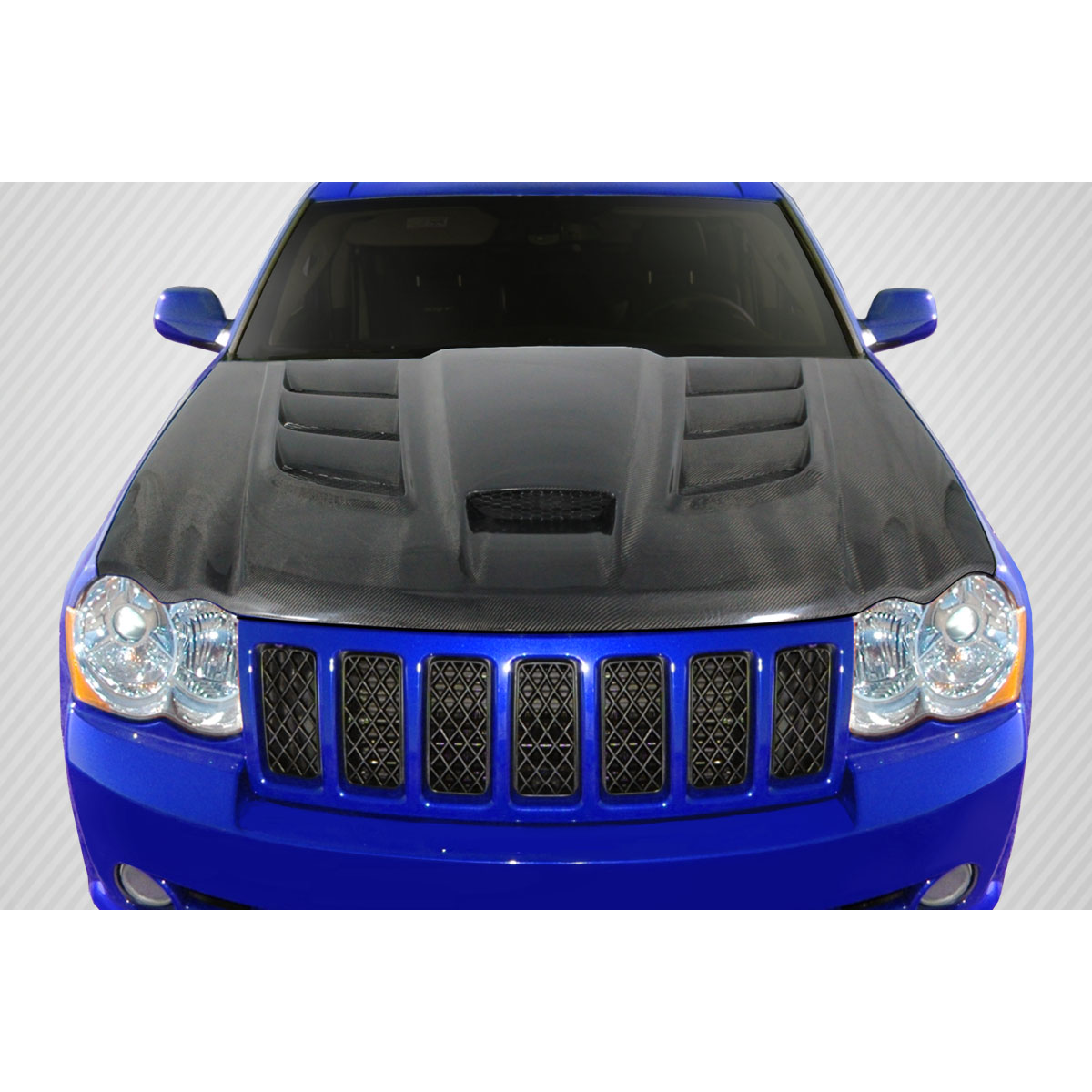 Modify your Jeep Cherokee 2005 with our Exterior/Hoods - Front view of hood at a straight angle