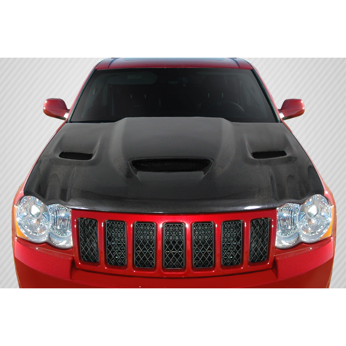 Modify your Jeep Cherokee 2005 with our Exterior/Hoods - Front view showing hood at a straight angle