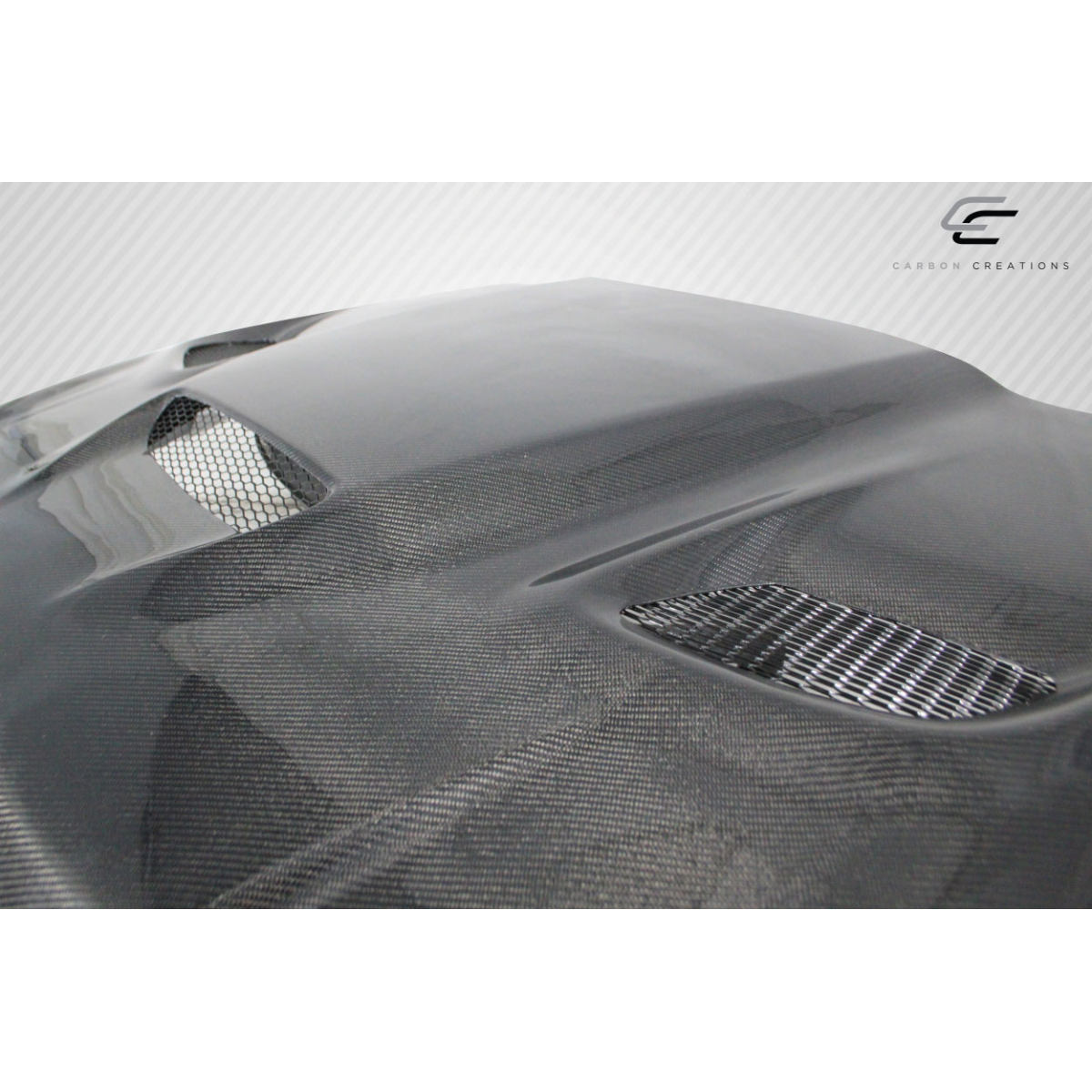 Modify your Jeep Cherokee 2005 with our Exterior/Hoods - Top down angle view of carbon fiber hood