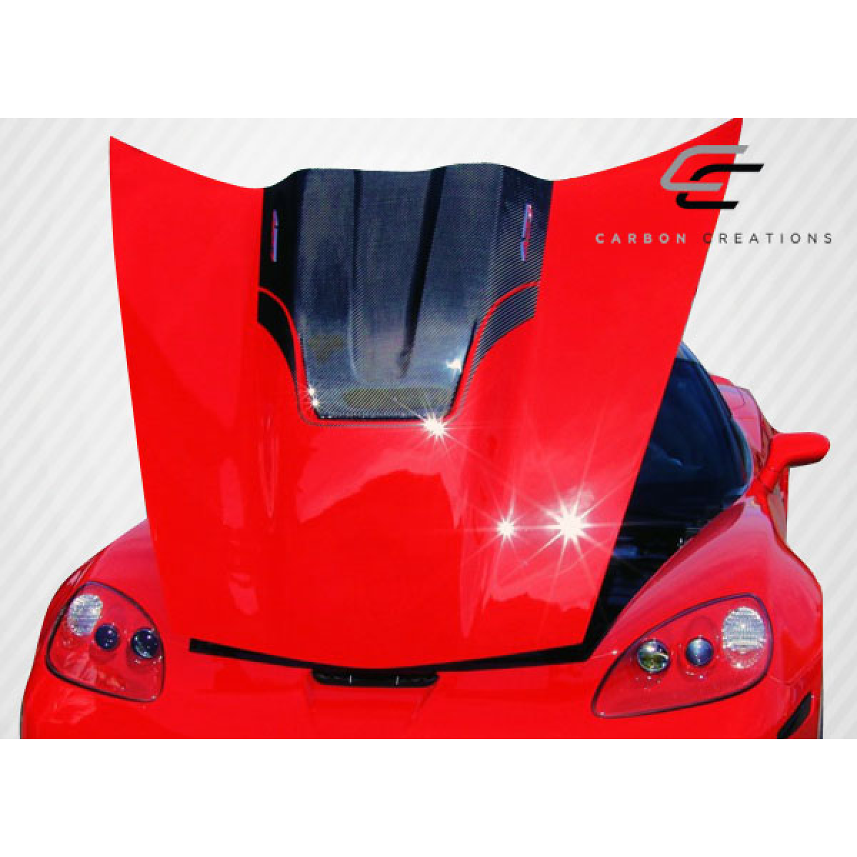 Modify your Chevrolet Corvette 2005 with our Exterior/Hoods - View from the front at a slight angle upward