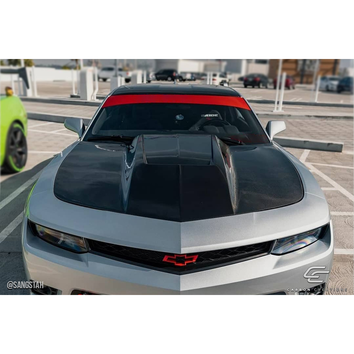 Modify your Chevrolet Camaro 2010 with our Exterior/Hoods - Overhead view showing vehicle hood design