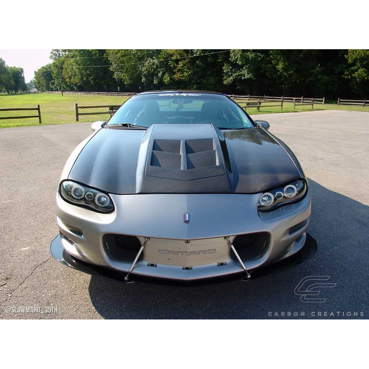 Modify your Chevrolet Camaro 1998 with our Exterior/Hoods - Front view looking slightly down at the hood