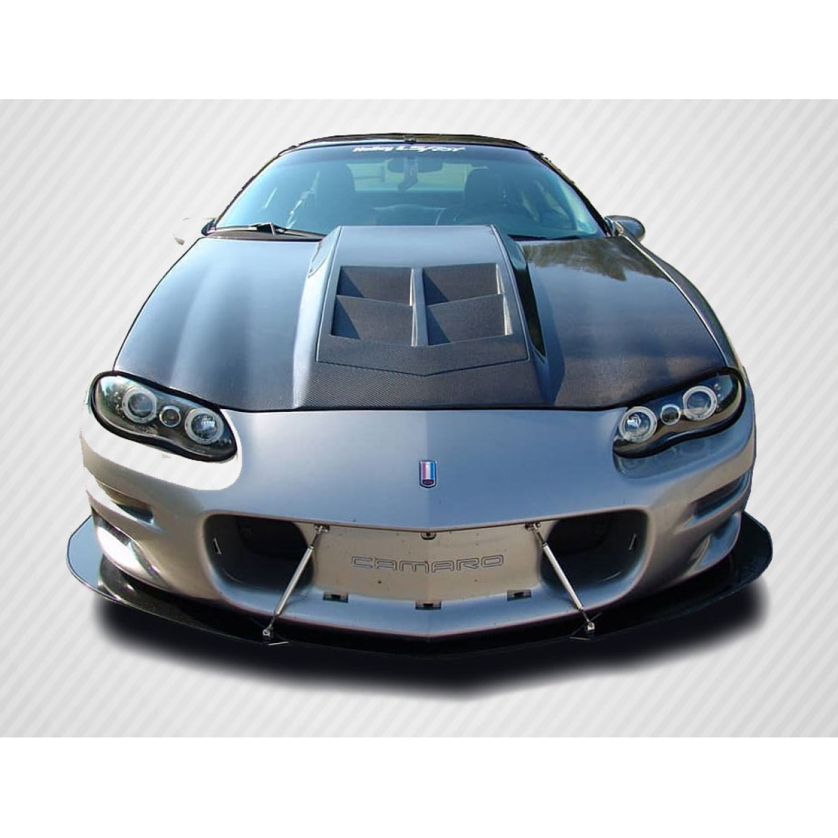 Modify your Chevrolet Camaro 1998 with our Exterior/Hoods - Front view of a modified Chevrolet Camaro