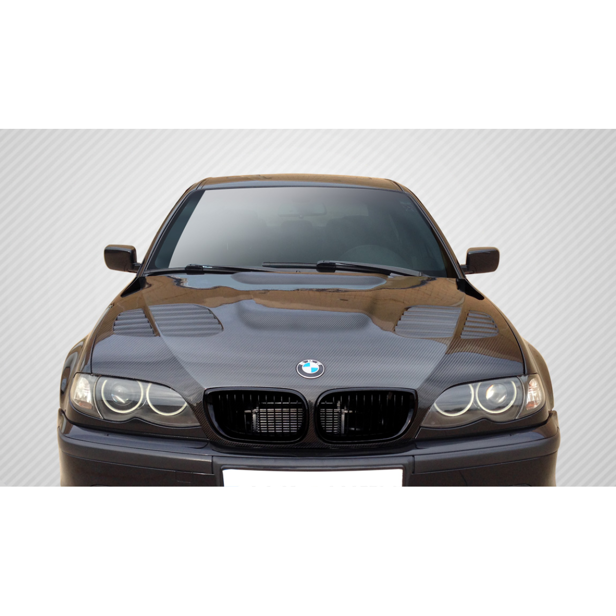 Modify your BMW 3-Series 2002 with our Exterior/Hoods - Front view of the car at a straight angle