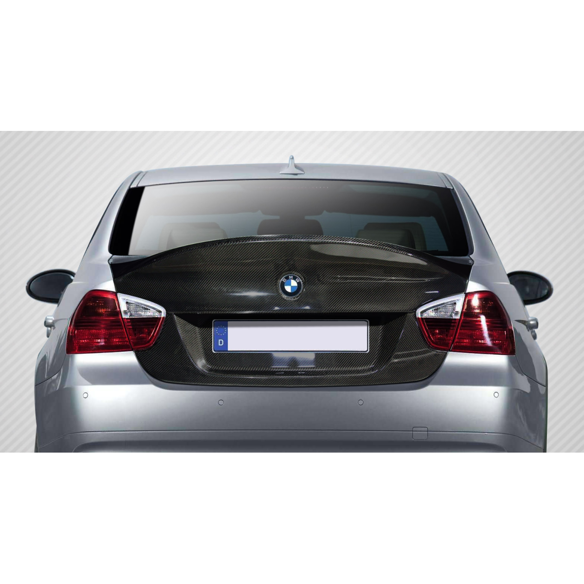 Modify your BMW 3-Series 2006 with our Exterior/Trunks - Rear view showing Carbon Fiber trunk part