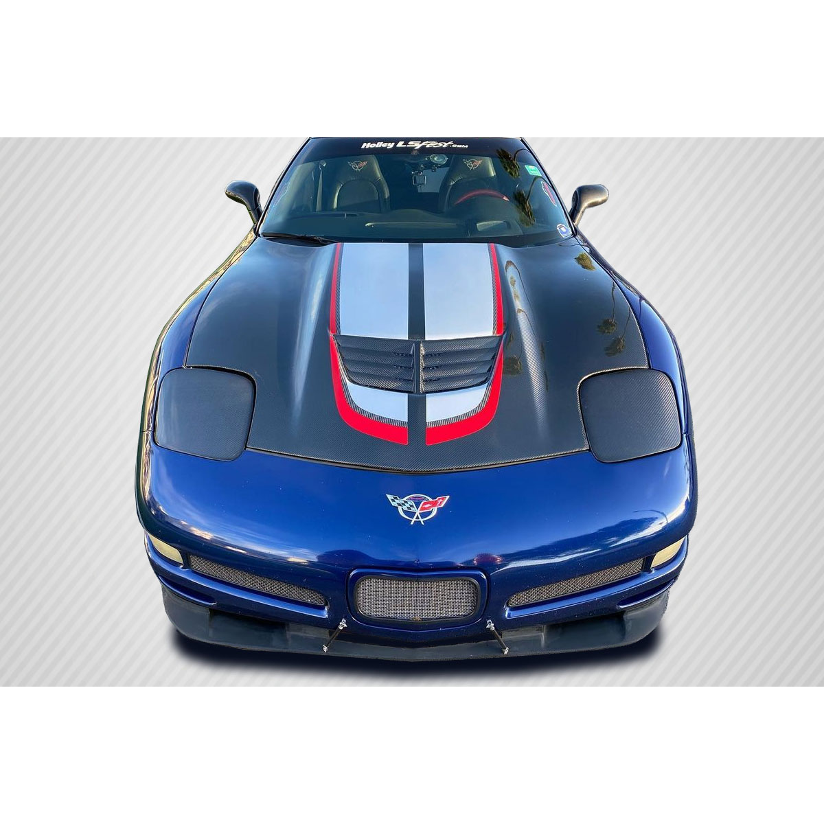 Modify your Chevrolet Corvette 1997 with our Exterior/Hoods - Frontal view of hood slightly angled from above