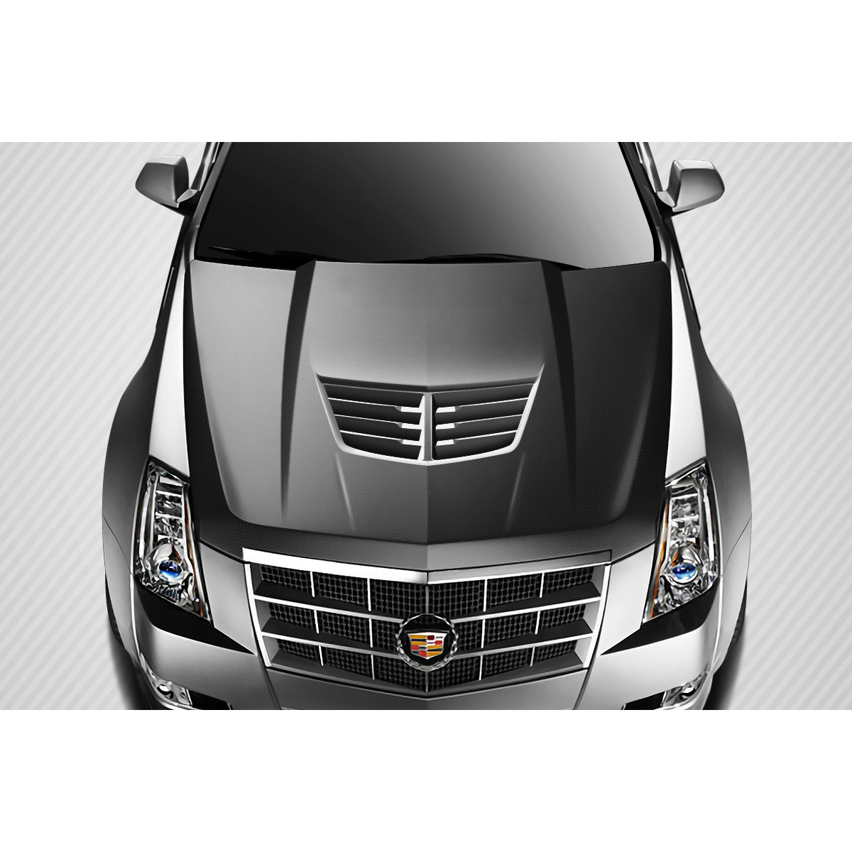 Modify your Cadillac CTS 2009 with our Exterior/Hoods - Top down view of the hood at a slight angle