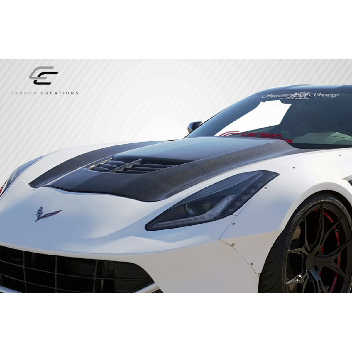 Modify your Chevrolet Corvette 2014 with our Exterior/Hoods - Angled front view showcasing the hood design