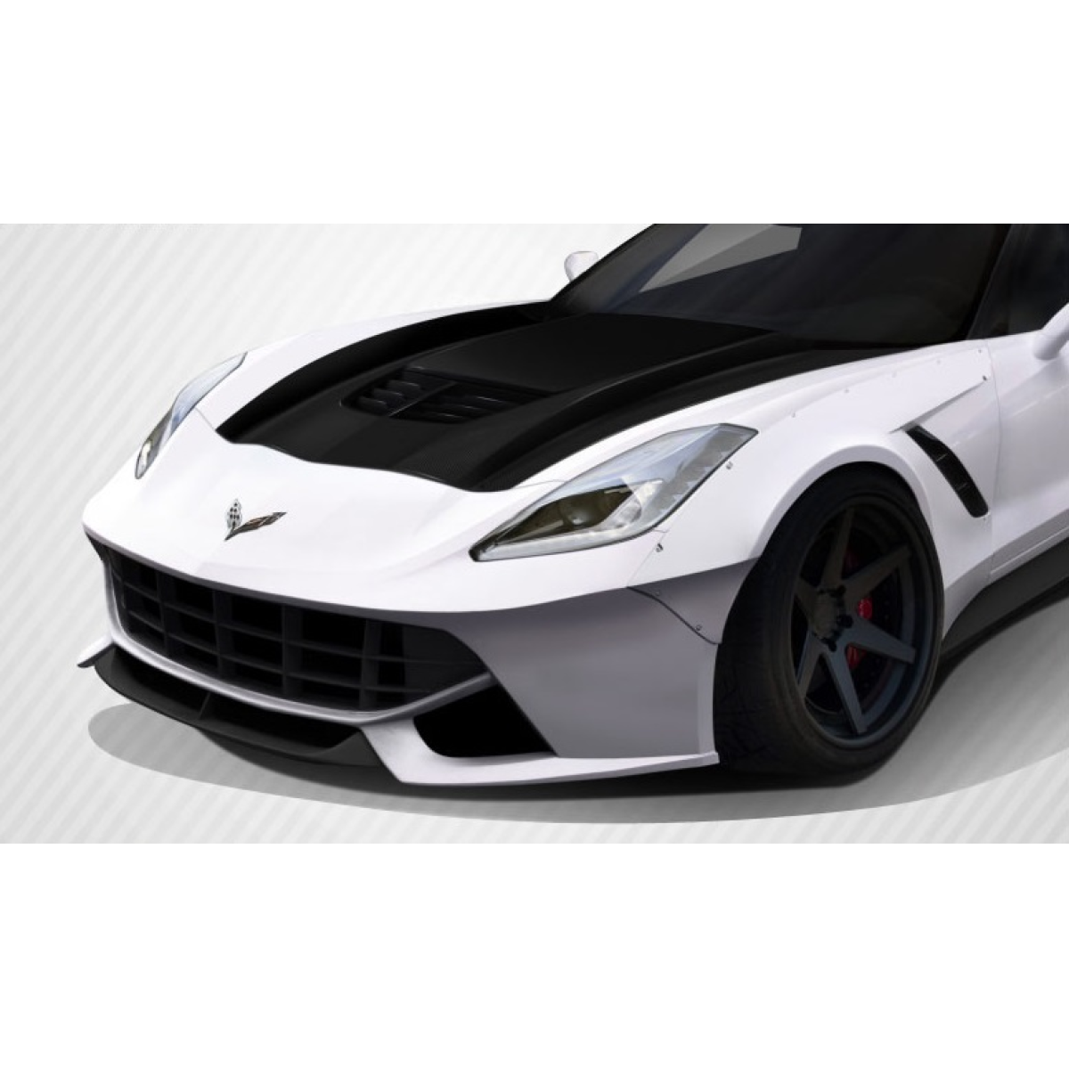 Modify your Chevrolet Corvette 2014 with our Exterior/Hoods - Angled view from the front and slightly above