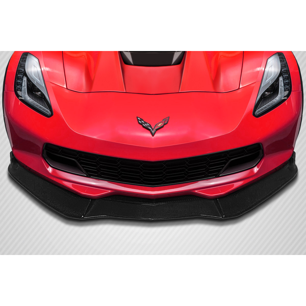 Modify your Chevrolet Corvette 2014 with our Exterior/Front Lips - Front view of carbon fiber front lip at slight angle