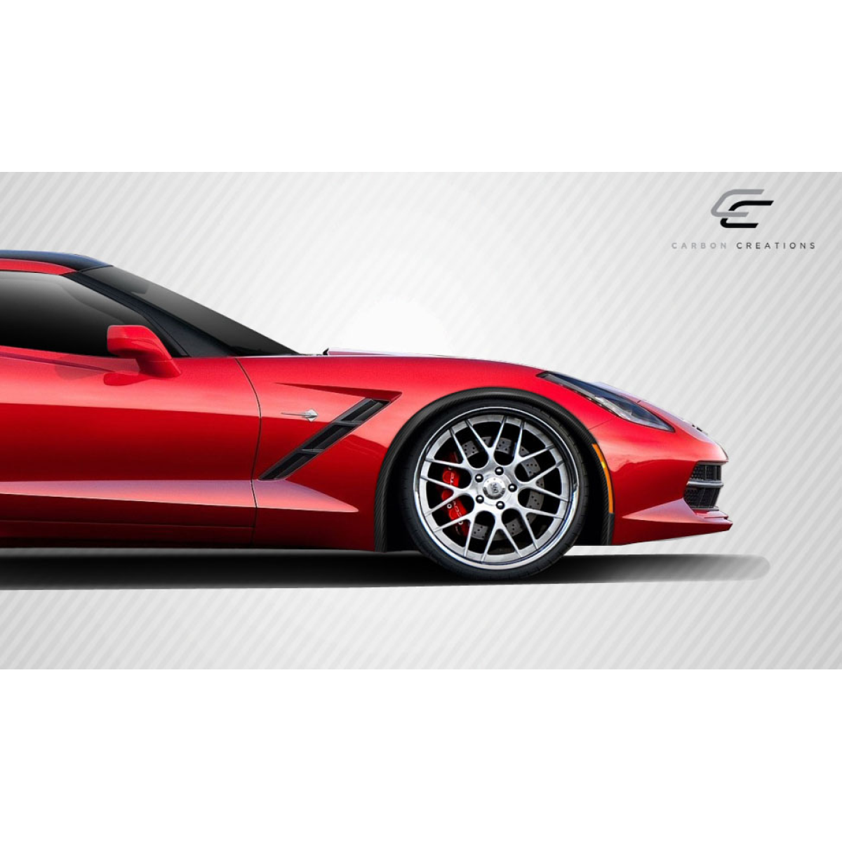 Modify your Chevrolet Corvette 2014 with our Exterior/Fenders - Side angle view of car highlighting fender flares