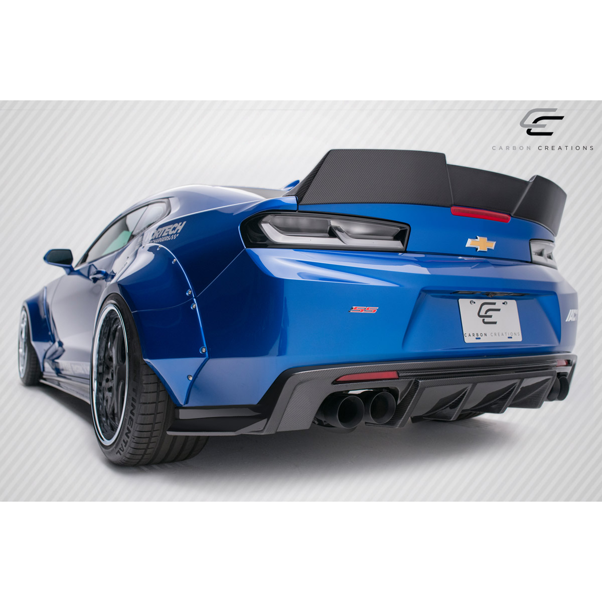 Modify your Chevrolet Camaro 2016 with our Exterior/Wings - Rear angle view of a Chevrolet Camaro