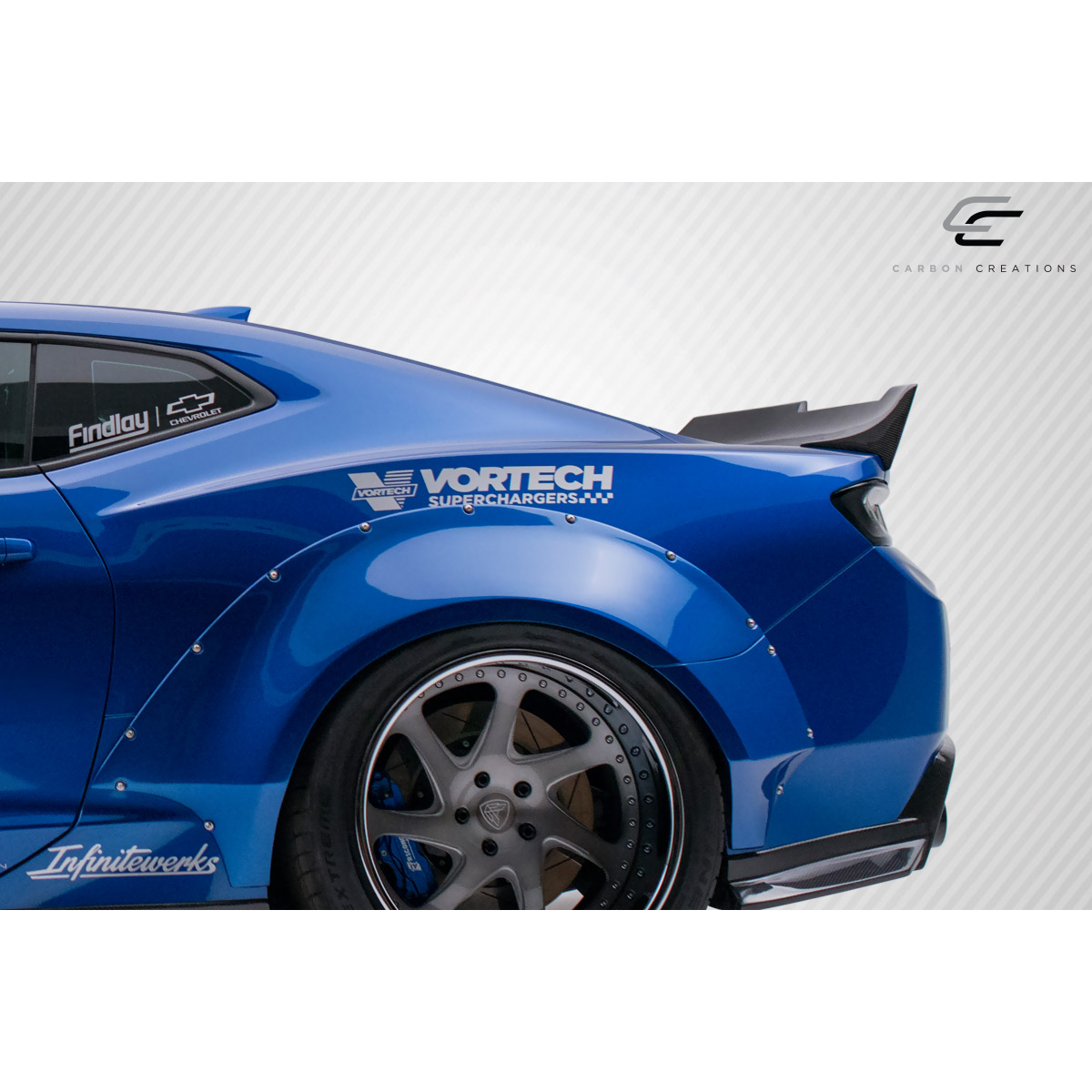 Modify your Chevrolet Camaro 2016 with our Exterior/Wings - Side angle view of rear wing on Camaro