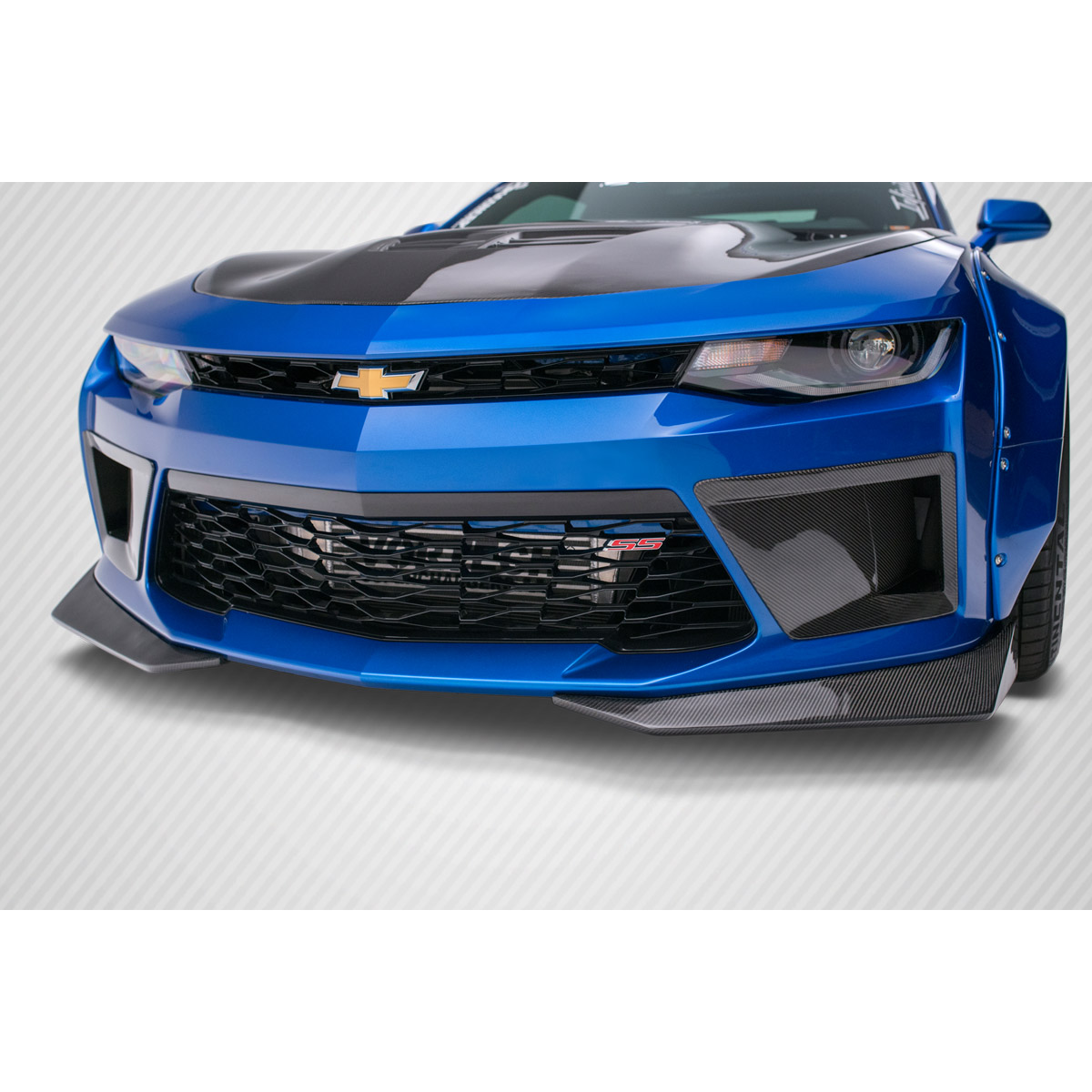 Modify your Chevrolet Camaro 2016 with our Exterior/Front Bumpers or Lips - Angled front view of the car part