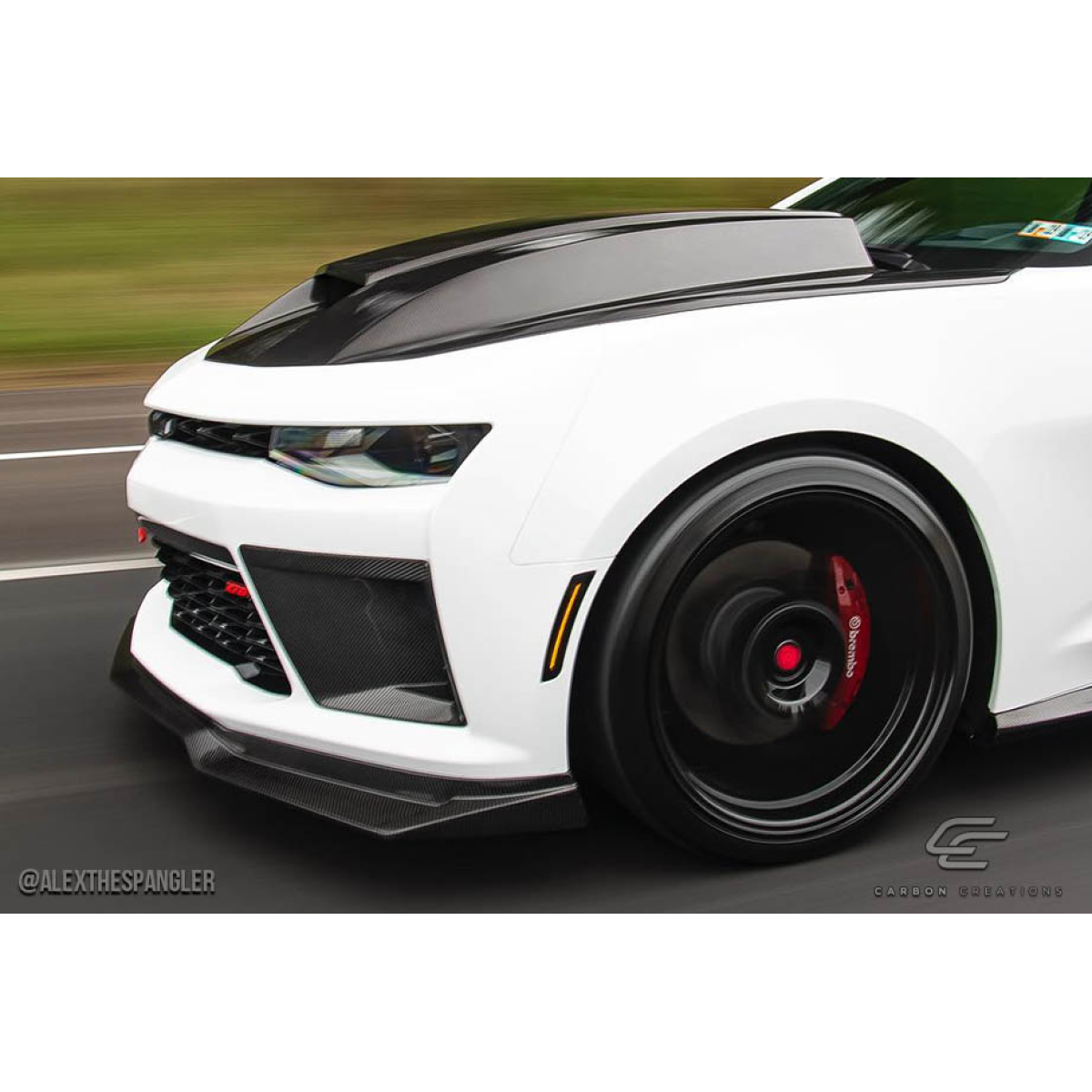 Modify your Chevrolet Camaro 2016 with our Exterior/Front Bumpers or Lips - Front three quarters angle of a Chevrolet Camaro