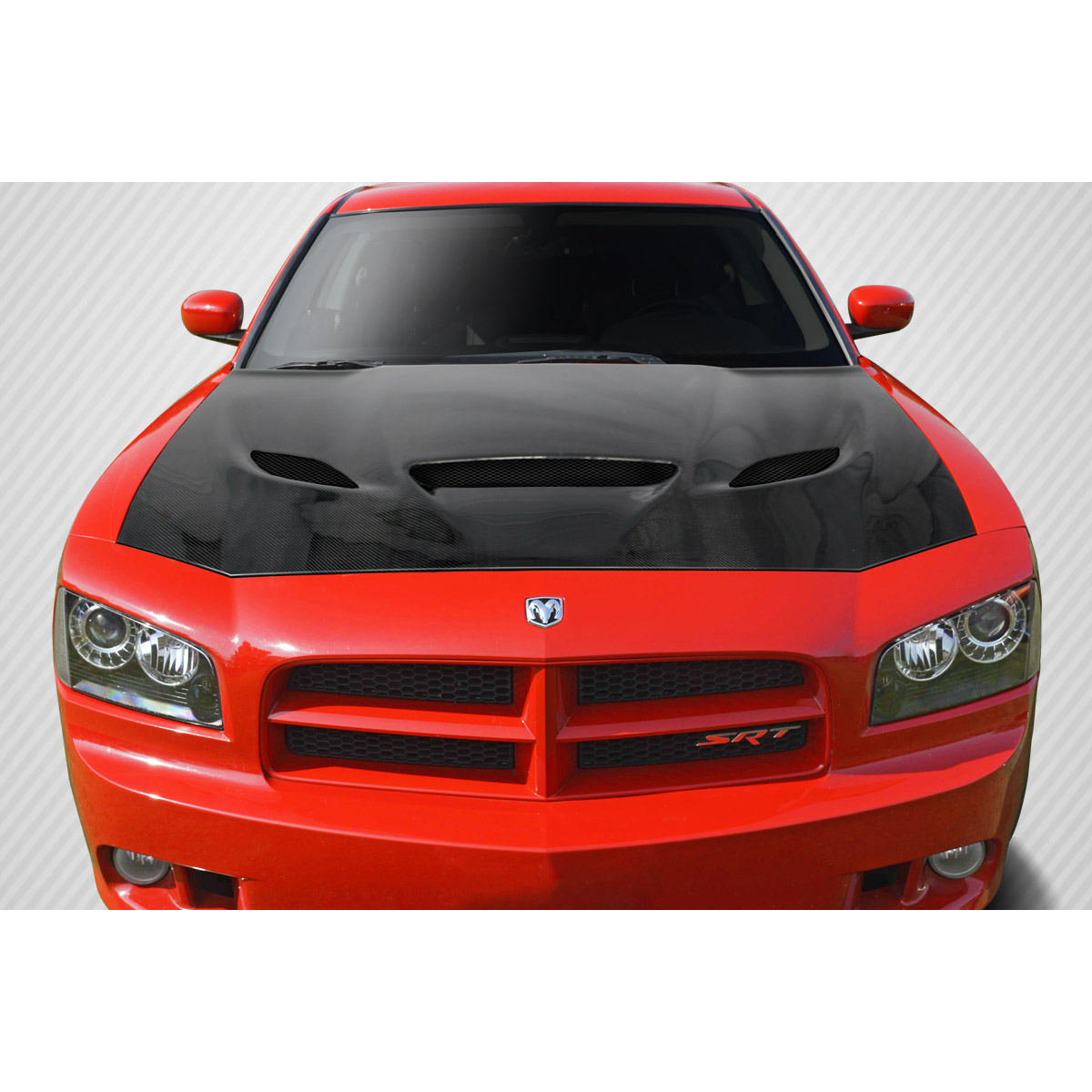 Modify your Dodge Charger 2006 with our Exterior/Hoods - Front view of vehicle at eye level angle