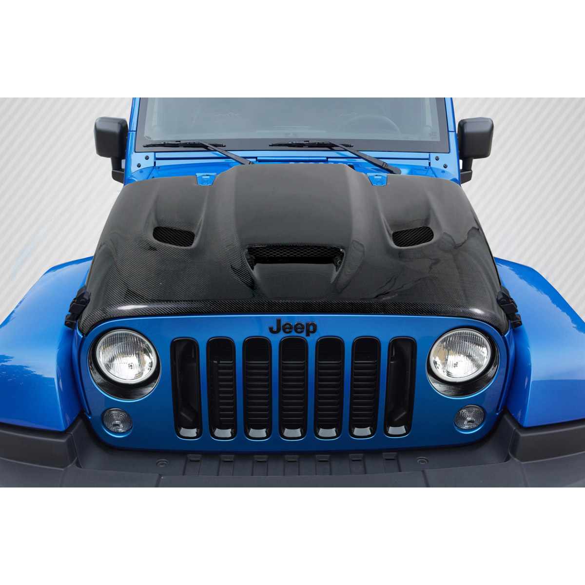 Modify your Jeep Wrangler 2007 with our Exterior/Hoods - Front view of the Jeep Wrangler hood