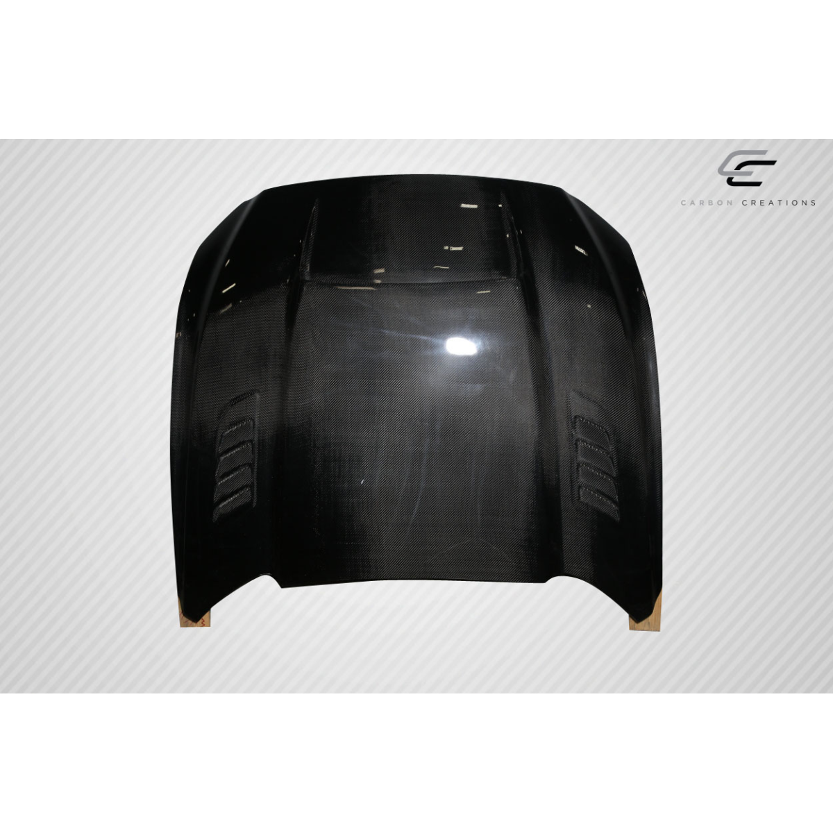 Modify your Ford Mustang 2015 with our Exterior/Hoods - Front view of carbon fiber hood