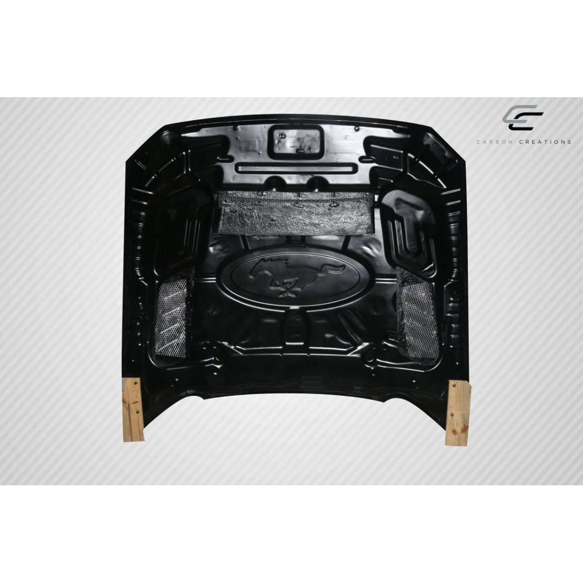 Modify your Ford Mustang 2015 with our Exterior/Hoods - Part viewed from a top down angle