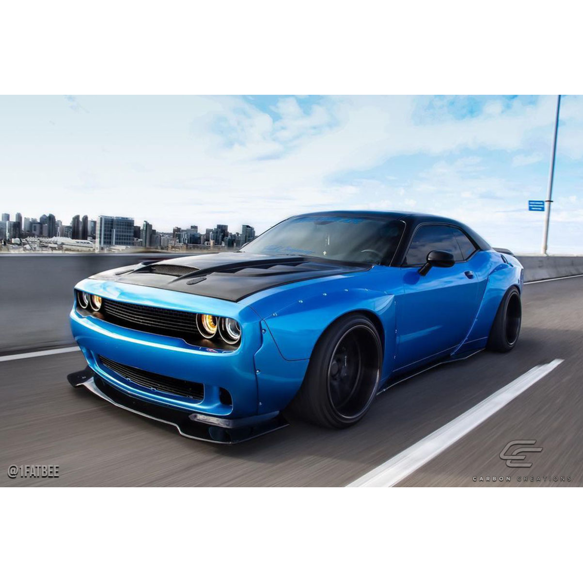 Modify your Dodge Challenger 2008 with our Exterior/Hoods - Front three quarter view of the vehicle