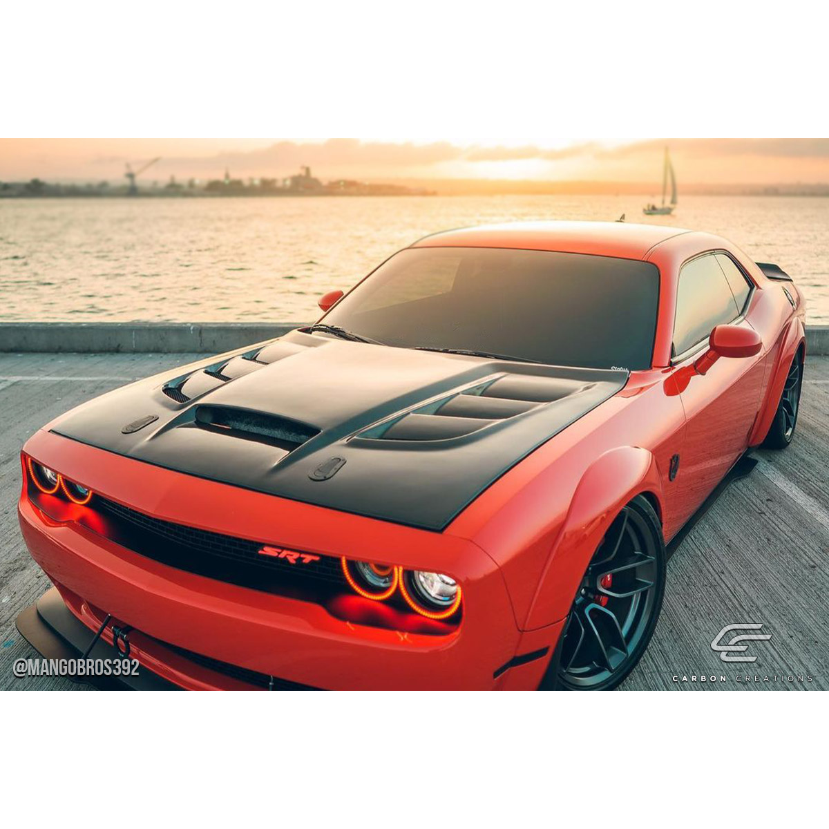 Modify your Dodge Challenger 2008 with our Exterior/Hoods - Slightly elevated front three quarter view