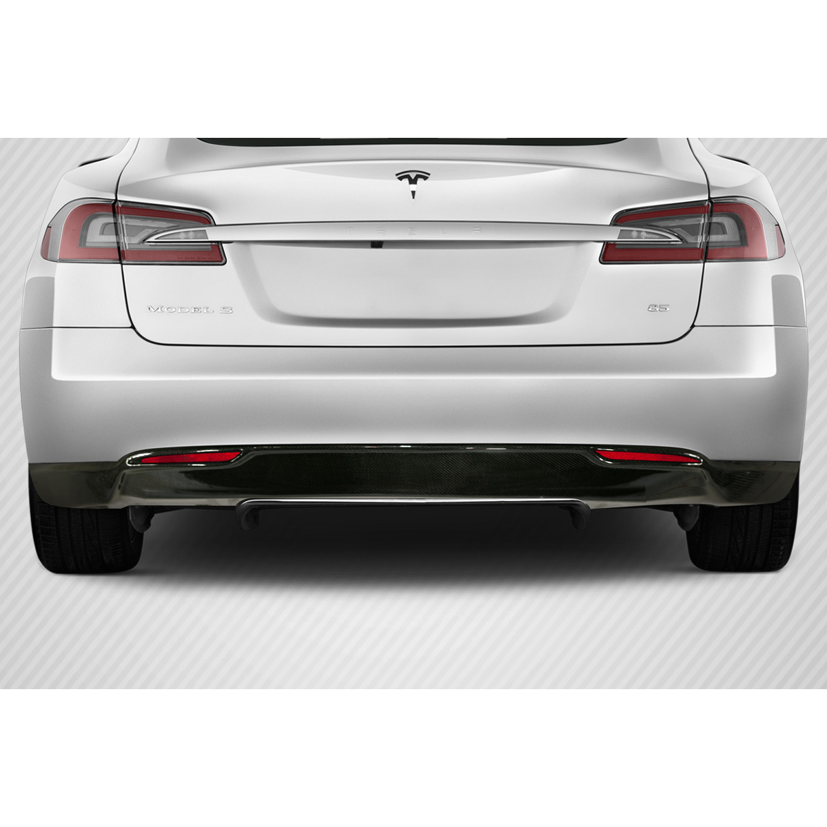 Modify your Tesla S 2012 with our Exterior/Complete Body Kits - Rear view angle of a Tesla Model S