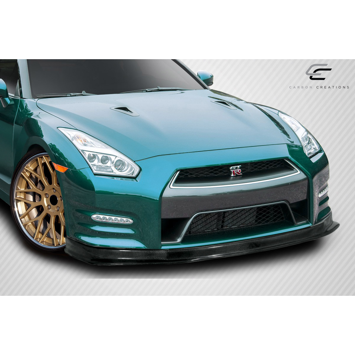 Modify your Nissan GT-R 2012 with our Exterior/Front Bumpers or Lips - Angled view showing front lip spoiler installed